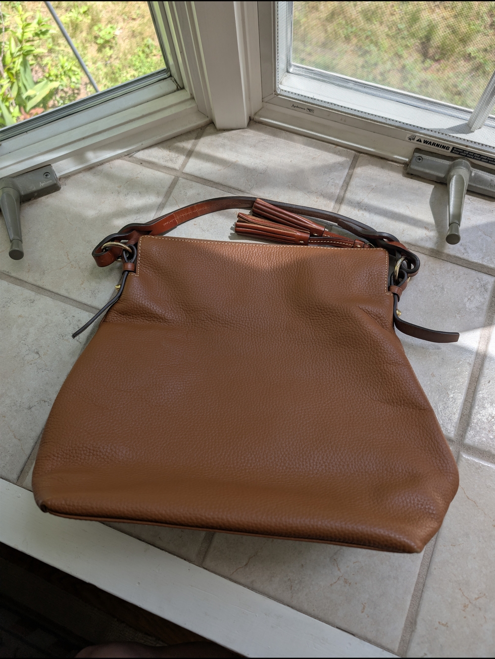 Dooney & Bourke Pebbled Leather Hobo Bag - Cognac Brown - Picture 2 of 8